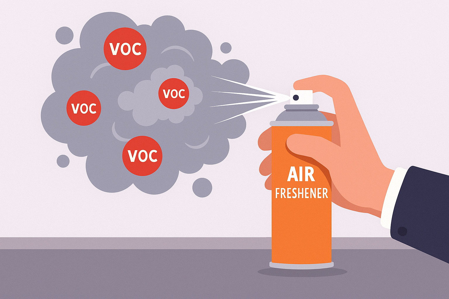 Comparison showing Breeze Flush as a safe, VOC-free alternative to traditional aerosol air fresheners.
